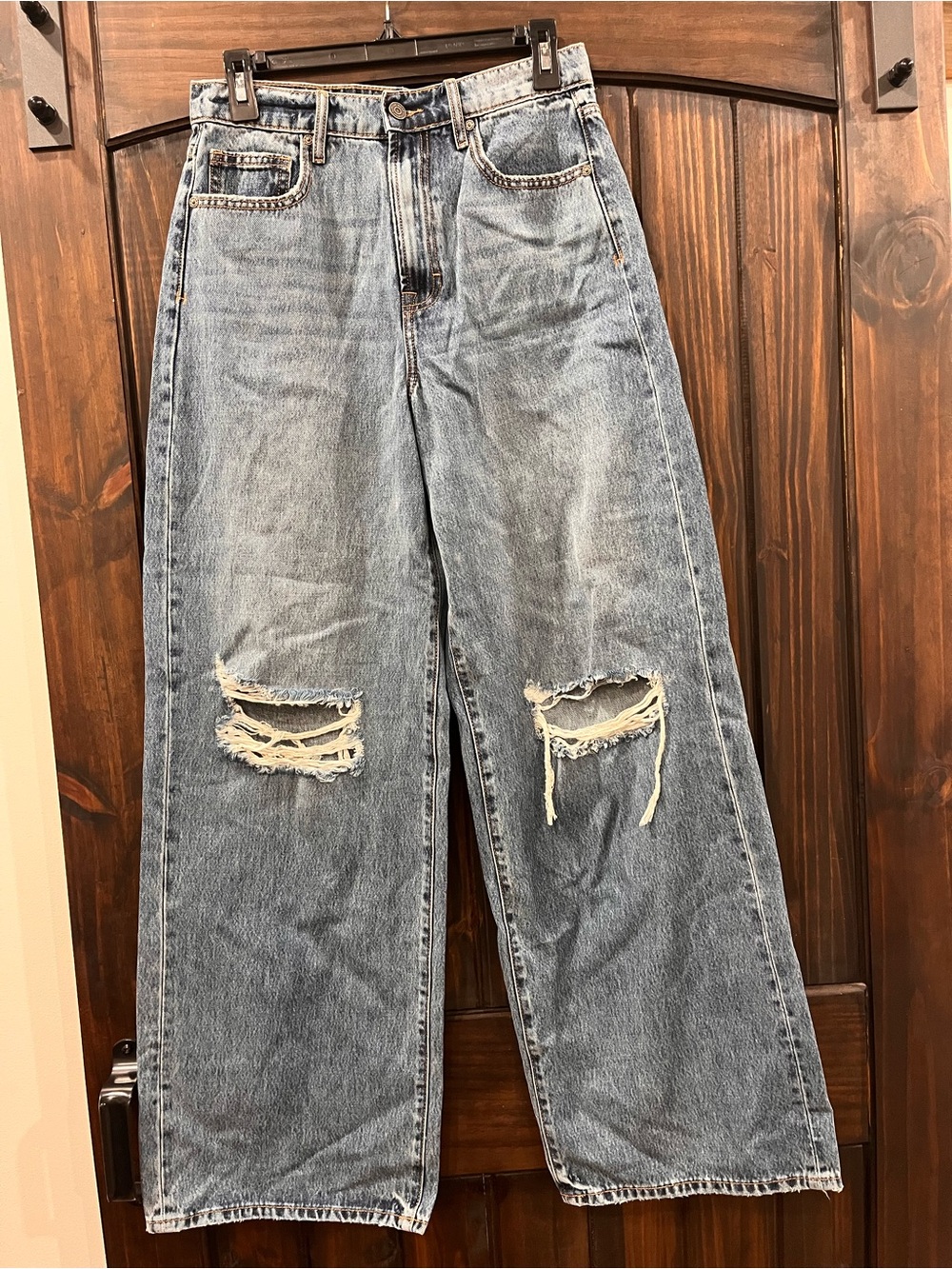 Hidden Los Angeles High Rise Distressed Wide Leg Dad Jeans Medium Wash Size 27